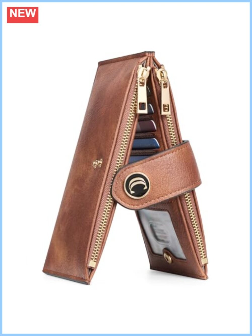 Leather Shoulder Bag and Wallet Set RFID Blocking Bifold Zipper